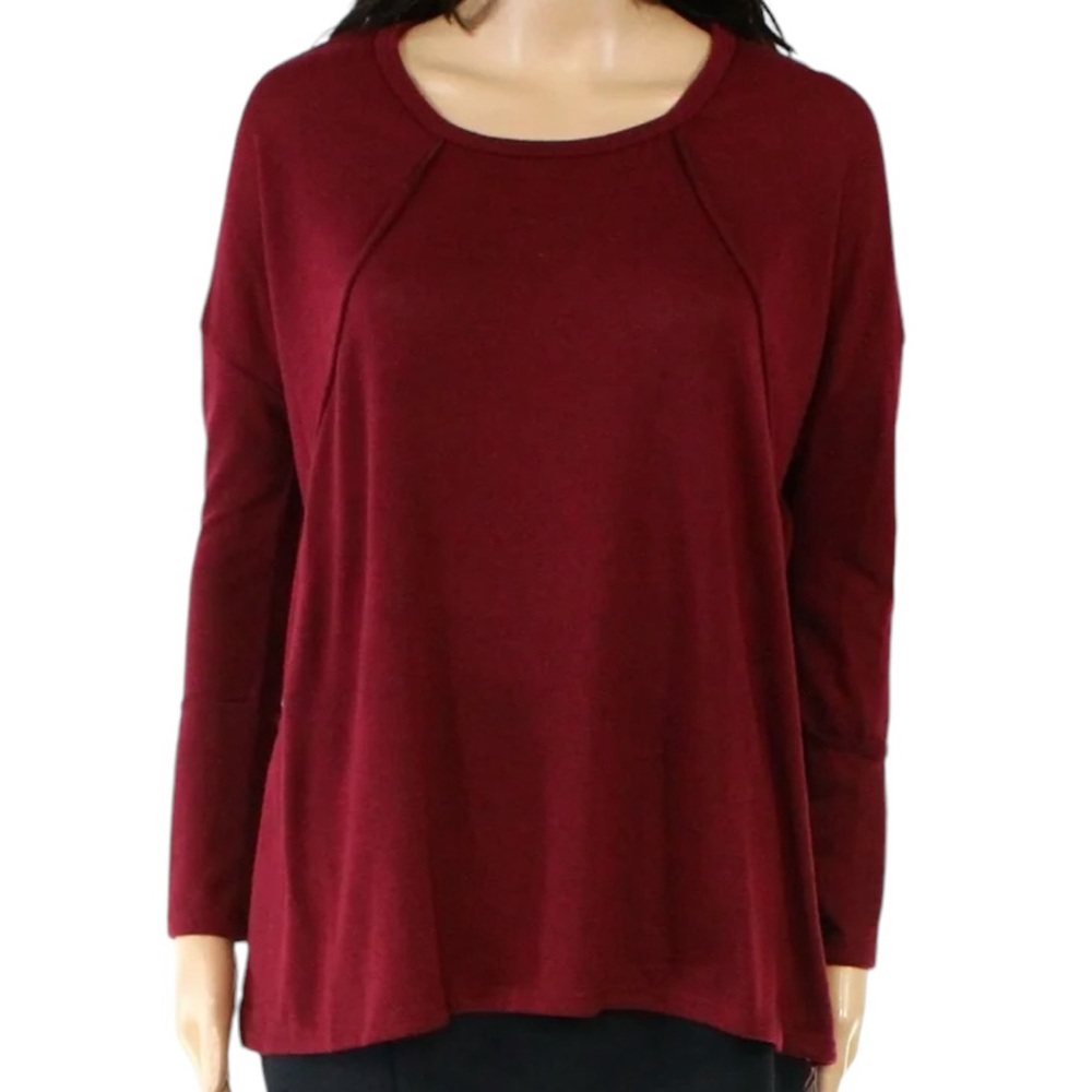 Forgotten Grace Burgundy Knit Relaxed Scoop Neck Top M